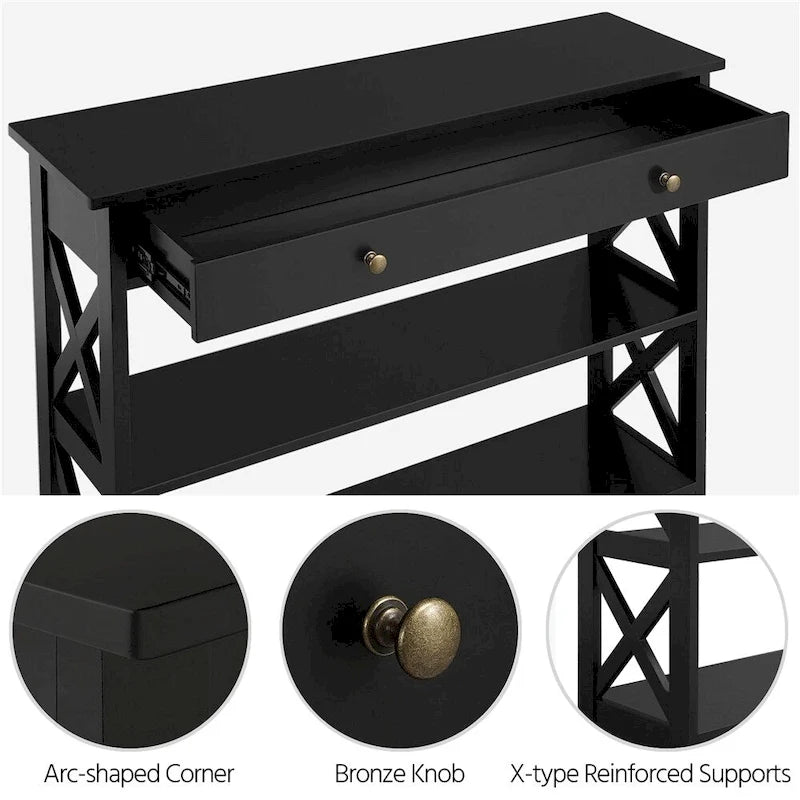 Console X avec 1 tiroir et 2 étagères ouvertes
