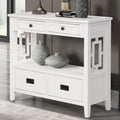 36 Farmhouse Pine Wood Console Table Entry Sofa Table with 4 Drawers & 1 Storage Shelf