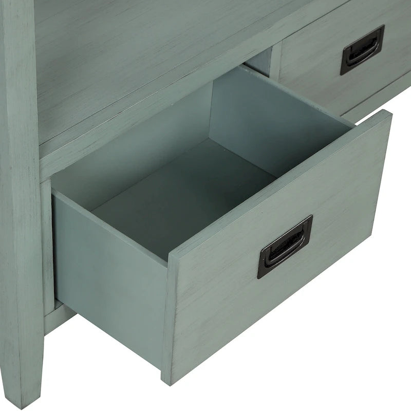 36 Farmhouse Pine Wood Console Table Entry Sofa Table with 4 Drawers & 1 Storage Shelf