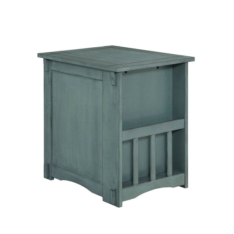 Table d'appoint grise de style Mission avec rangement dissimulé