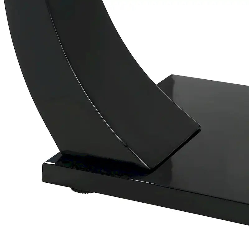 Contemporary 50" Glass Top Coffee Table with Wave Pedestal Base