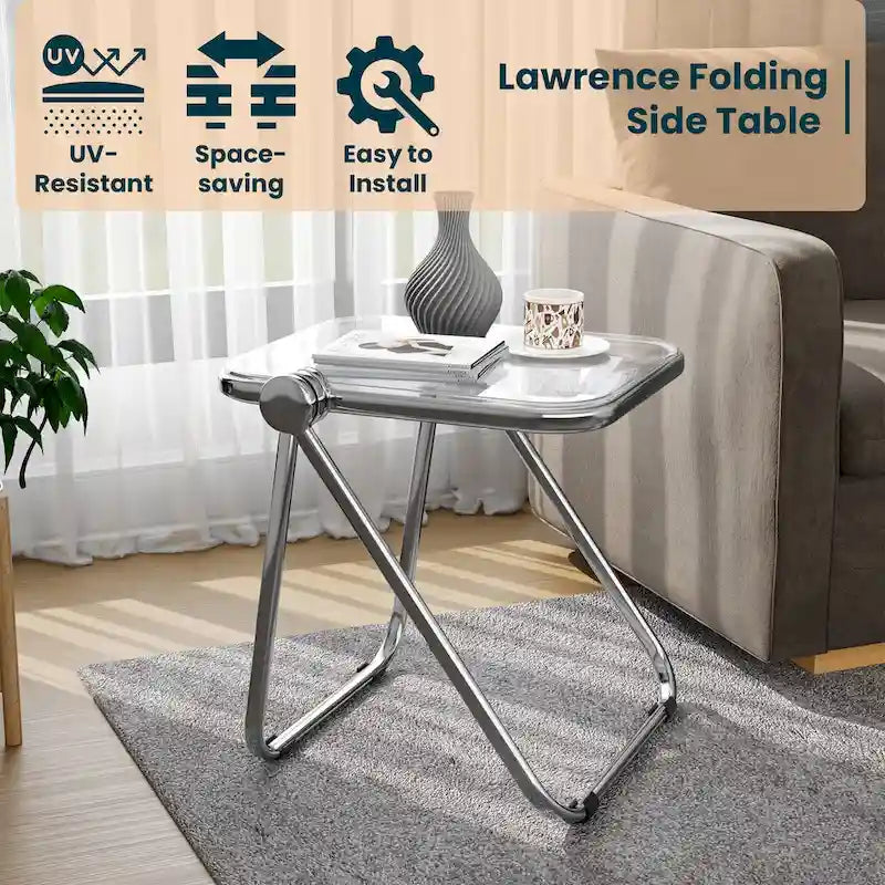 Rectangular Folding Side Table with Aluminum Frame - 16.73"