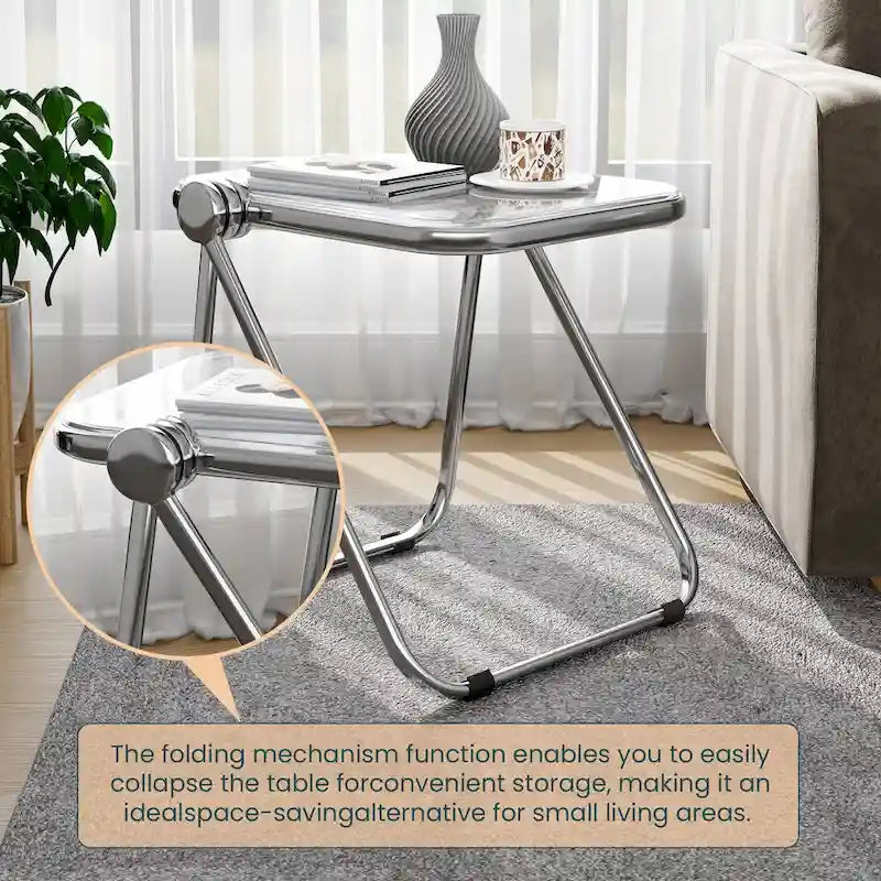 Table d'appoint rectangulaire pliable avec cadre en aluminium - 42,5 cm