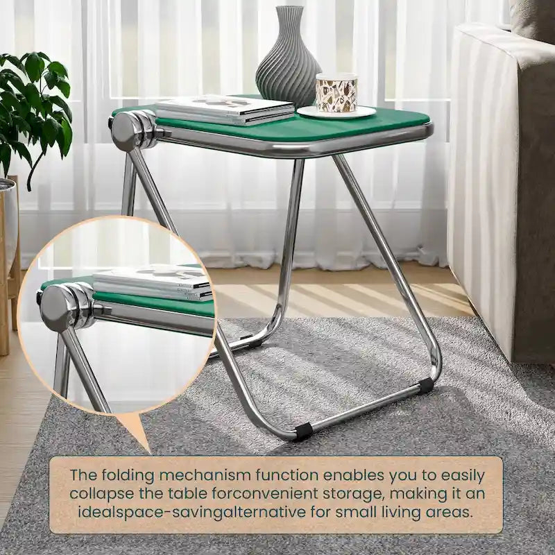 Table d'appoint rectangulaire pliable avec cadre en aluminium - 42,5 cm