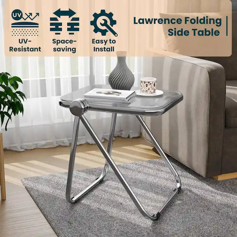 Table d'appoint rectangulaire pliable avec cadre en aluminium - 42,5 cm
