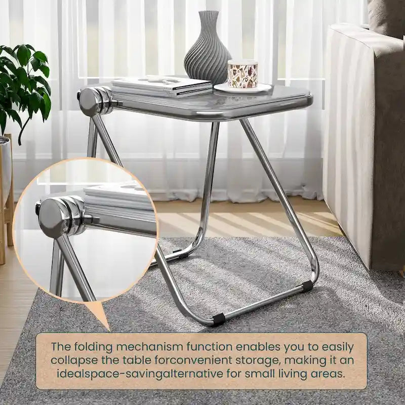 Table d'appoint rectangulaire pliable avec cadre en aluminium - 42,5 cm