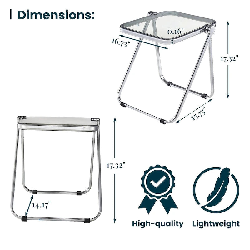 Table d'appoint rectangulaire pliable avec cadre en aluminium - 42,5 cm