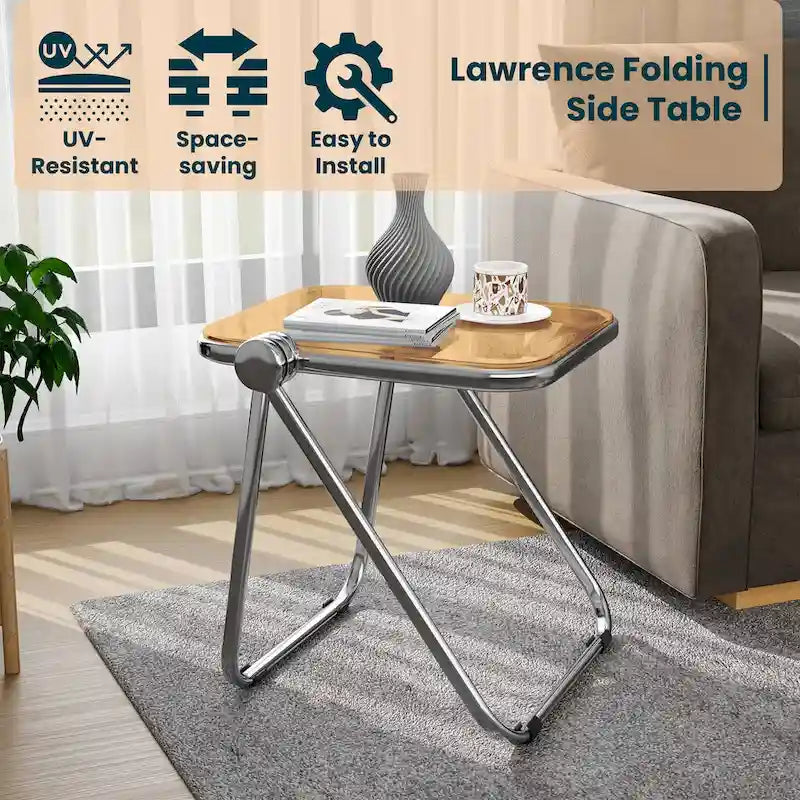 Table d'appoint rectangulaire pliable avec cadre en aluminium - 42,5 cm