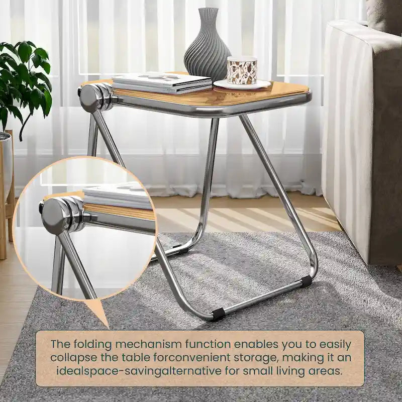 Table d'appoint rectangulaire pliable avec cadre en aluminium - 42,5 cm