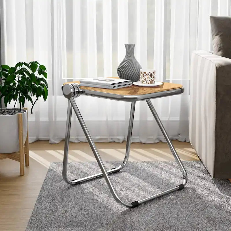 Table d'appoint rectangulaire pliable avec cadre en aluminium - 42,5 cm