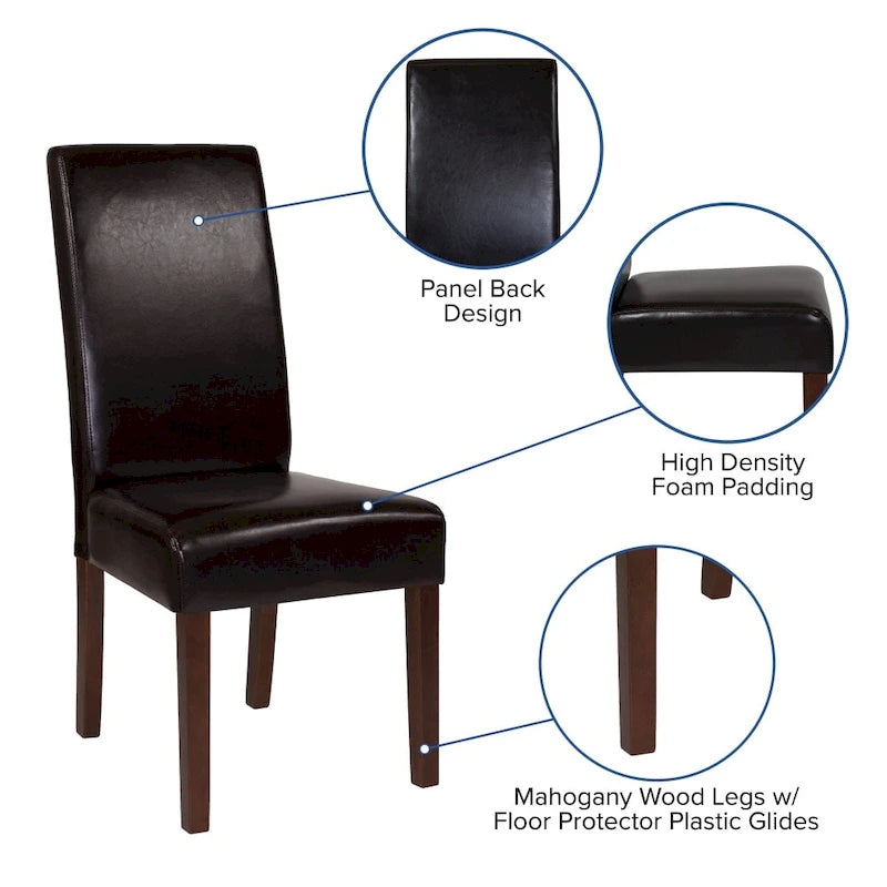 Chaise Parsons capitonnée avec panneau latéral détaillé