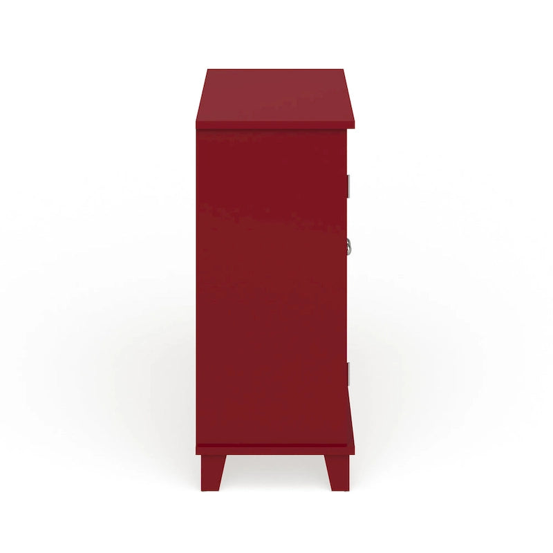 Console en bois finition rouge avec portes vitrées marocaines