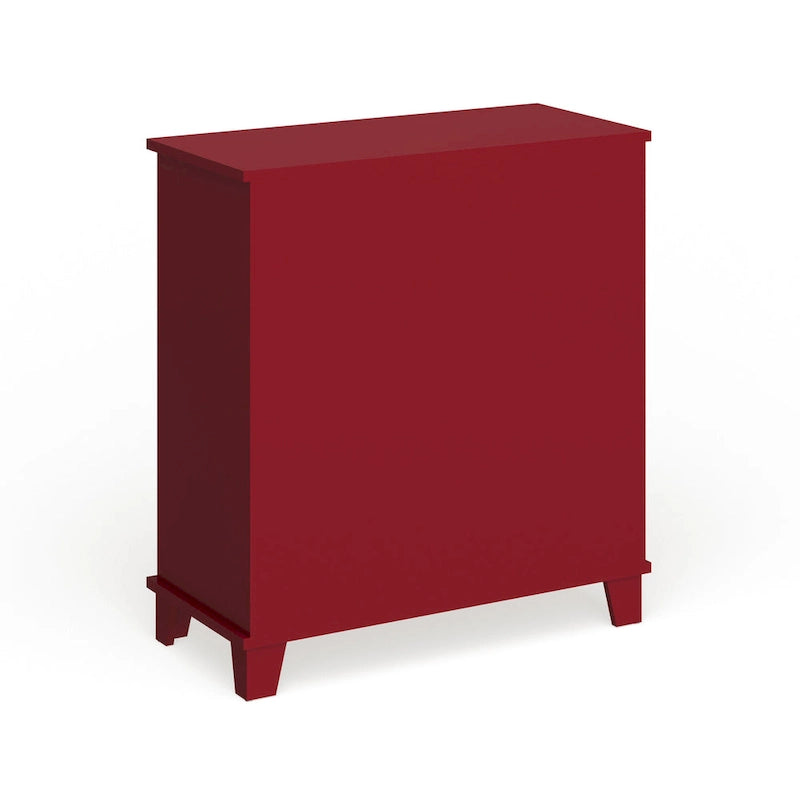 Console en bois finition rouge avec portes vitrées marocaines