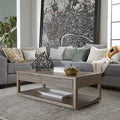 Dusty Taupe Cocktail Table with Drawers and Casters