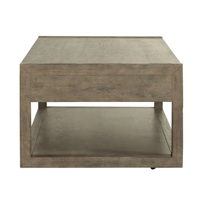 Dusty Taupe Cocktail Table with Drawers and Casters