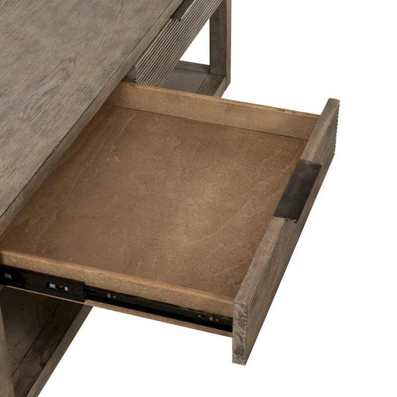 Dusty Taupe Cocktail Table with Drawers and Casters