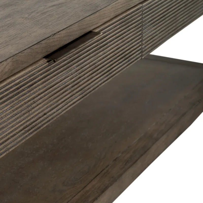 Dusty Taupe Cocktail Table with Drawers and Casters