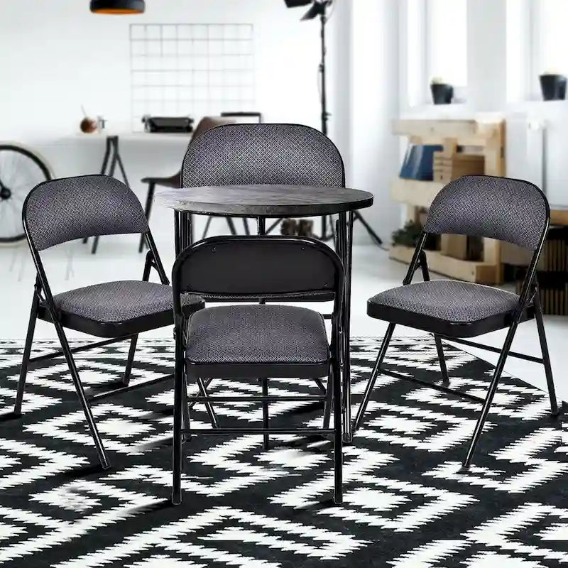 4 PCS Folding Chairs with Metal Frame Portable Chairs with Padded Seat