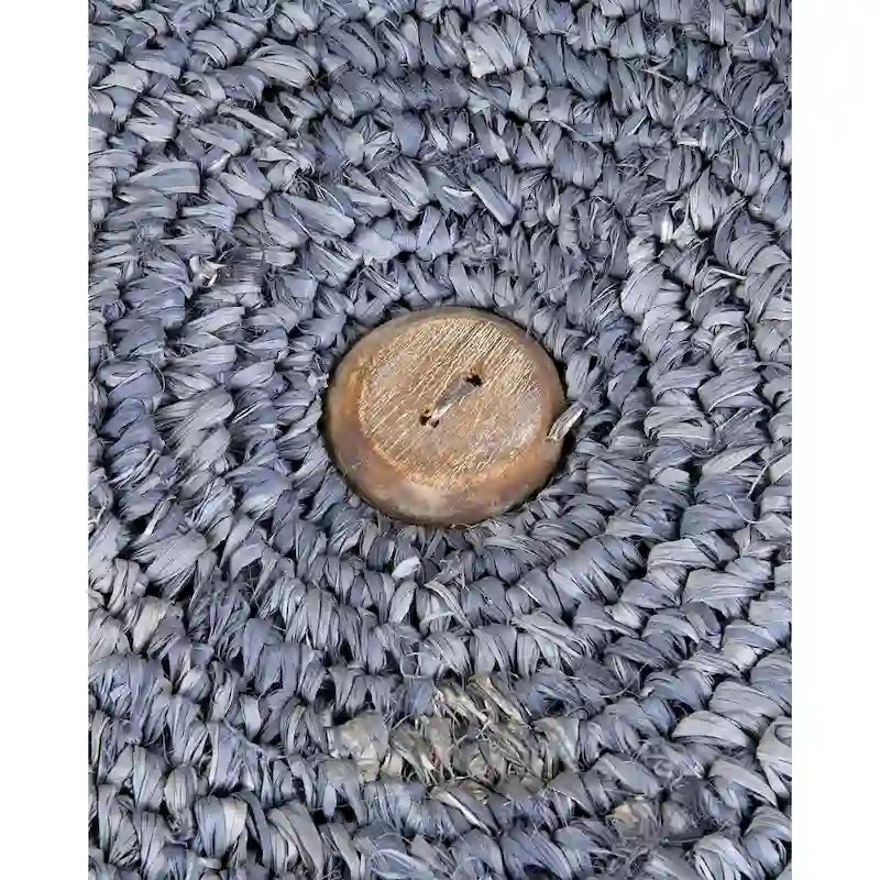 Natural Handmade Raffia Wood Ottoman