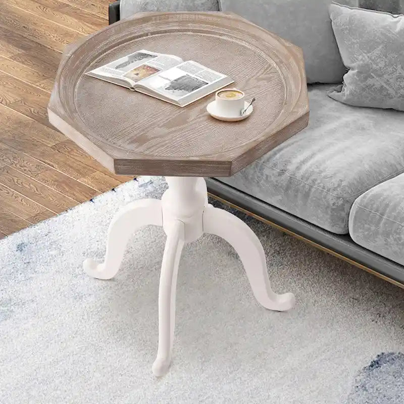 24.6 Rustic Farmhouse Solid Wood Octagonal Tray Top End Table - 24.6 x 18.1 x 18.1