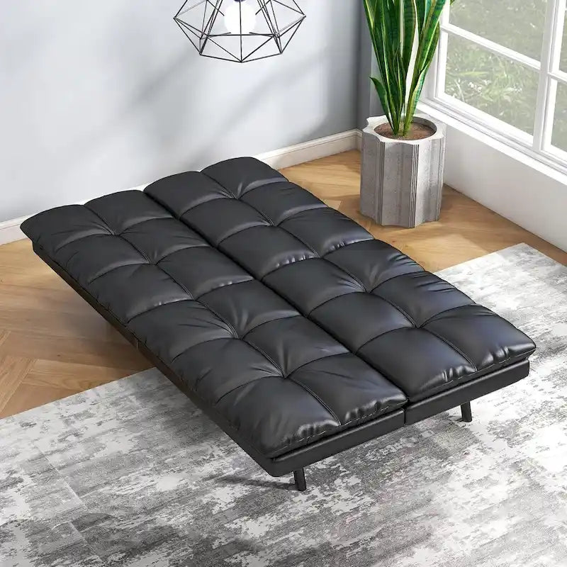 Futon Sofa Bed, Memory Foam Foldable Couch Convertible Loveseat Sleeper with Adjustable Armrests