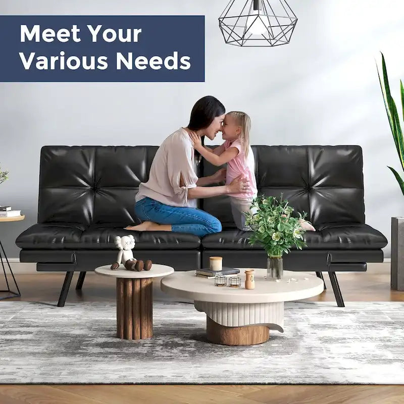 Canapé-lit futon, causeuse convertible pliable en mousse à mémoire de forme avec accoudoirs réglables