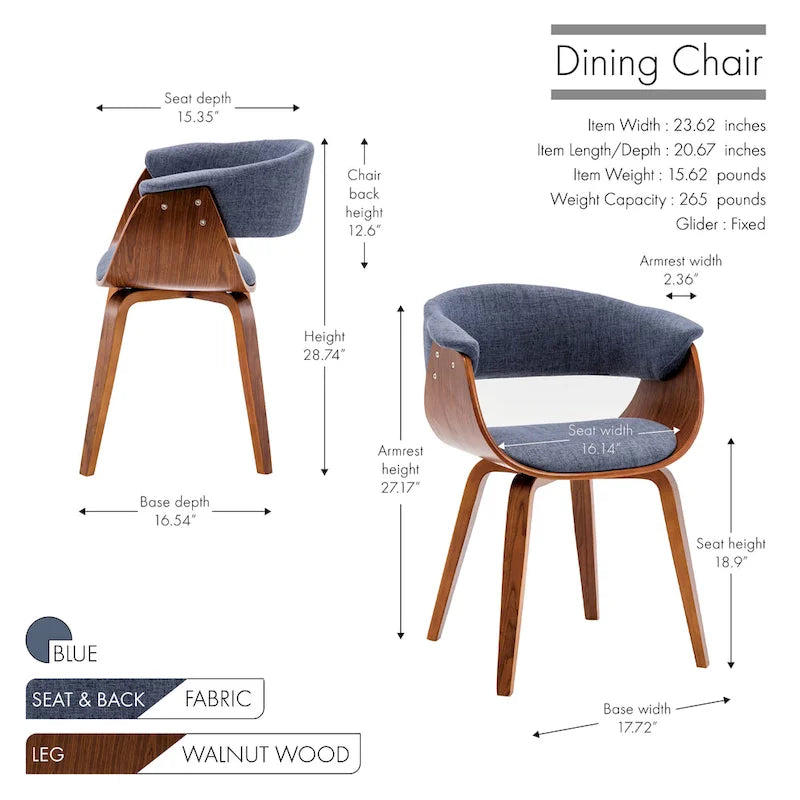 Fabric Dining Chair with Wooden Legs