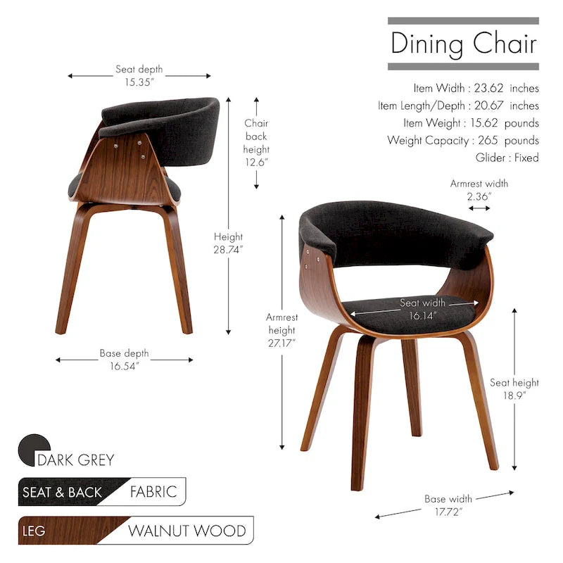 Fabric Dining Chair with Wooden Legs