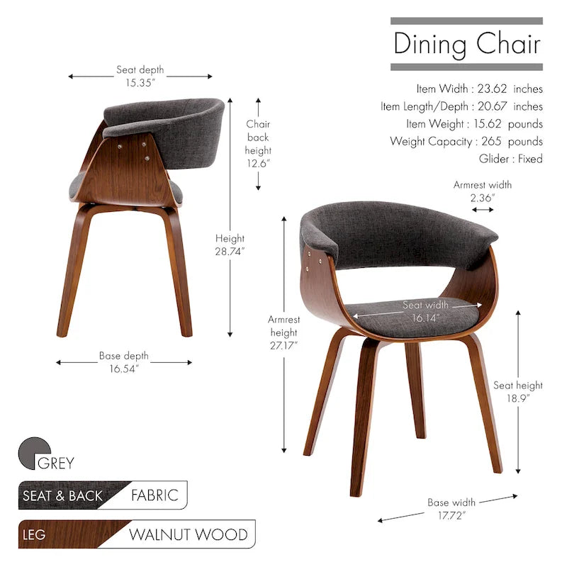 Fabric Dining Chair with Wooden Legs
