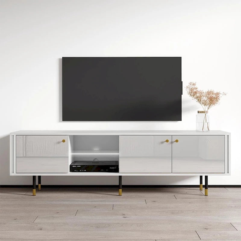 71" Modern TV Stand with High Gloss Fronts, Fits up to 80" TVs