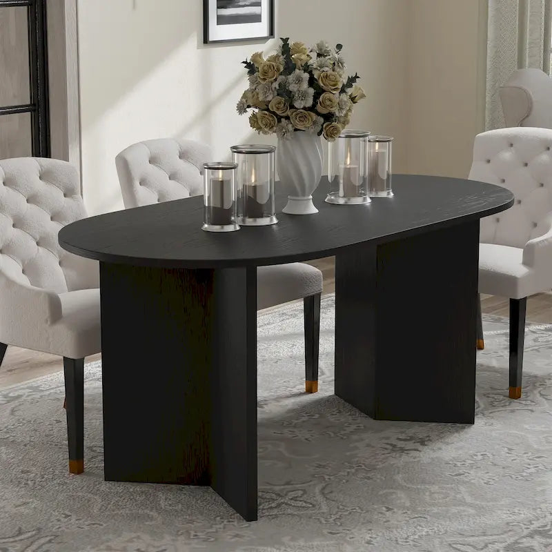 Nordic Style Solid Wood Oval Dining Table - Perfect for 6 People Gatherings 67 - 67*34*30