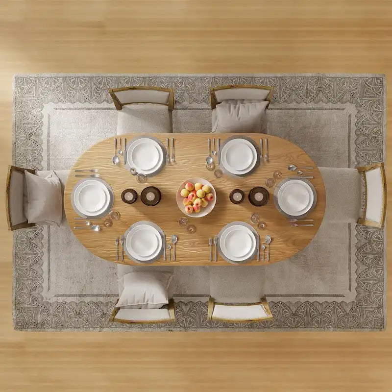 Nordic Style Solid Wood Oval Dining Table - Perfect for 6 People Gatherings 67 - 67*34*30