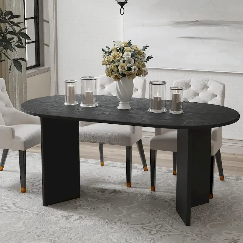 Nordic Style Solid Wood Oval Dining Table - Perfect for 6 People Gatherings 67 - 67*34*30