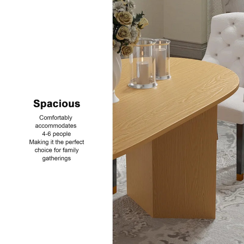 Table à manger ovale en bois massif de style nordique - Idéale pour les réunions de 6 personnes 67 - 67*34*30