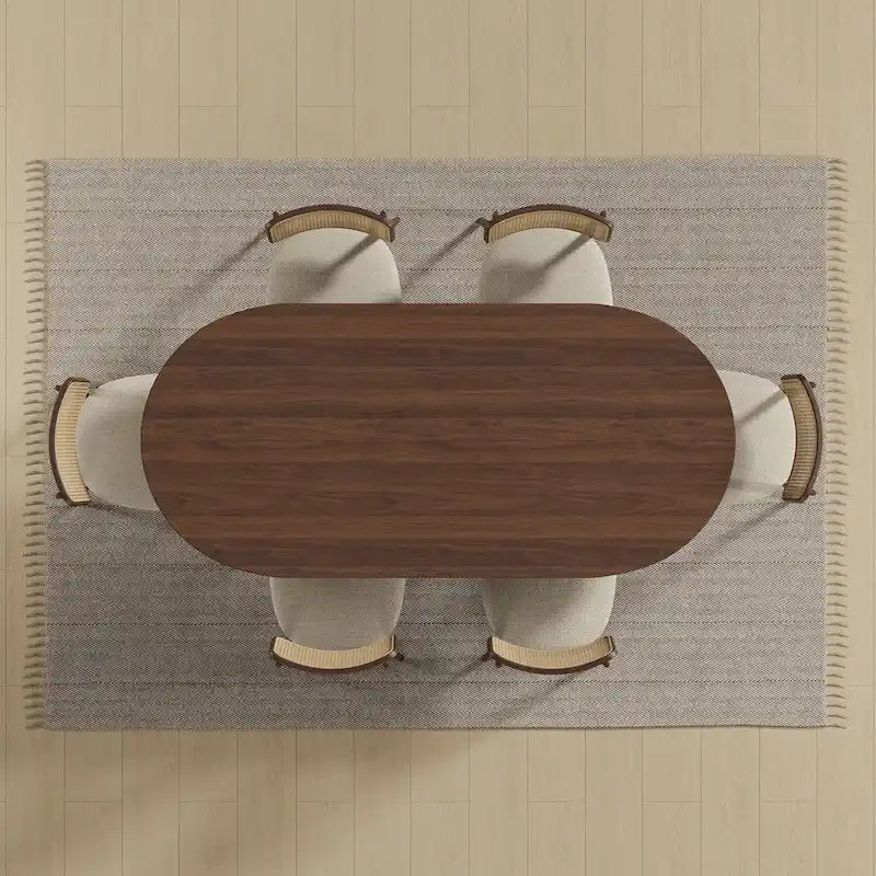 Table à manger ovale en bois massif de style nordique - Idéale pour les réunions de 6 personnes 67 - 67*34*30