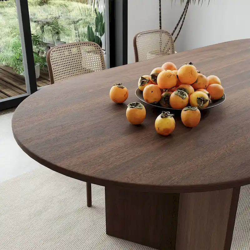 Table à manger ovale en bois massif de style nordique - Idéale pour les réunions de 6 personnes 67 - 67*34*30
