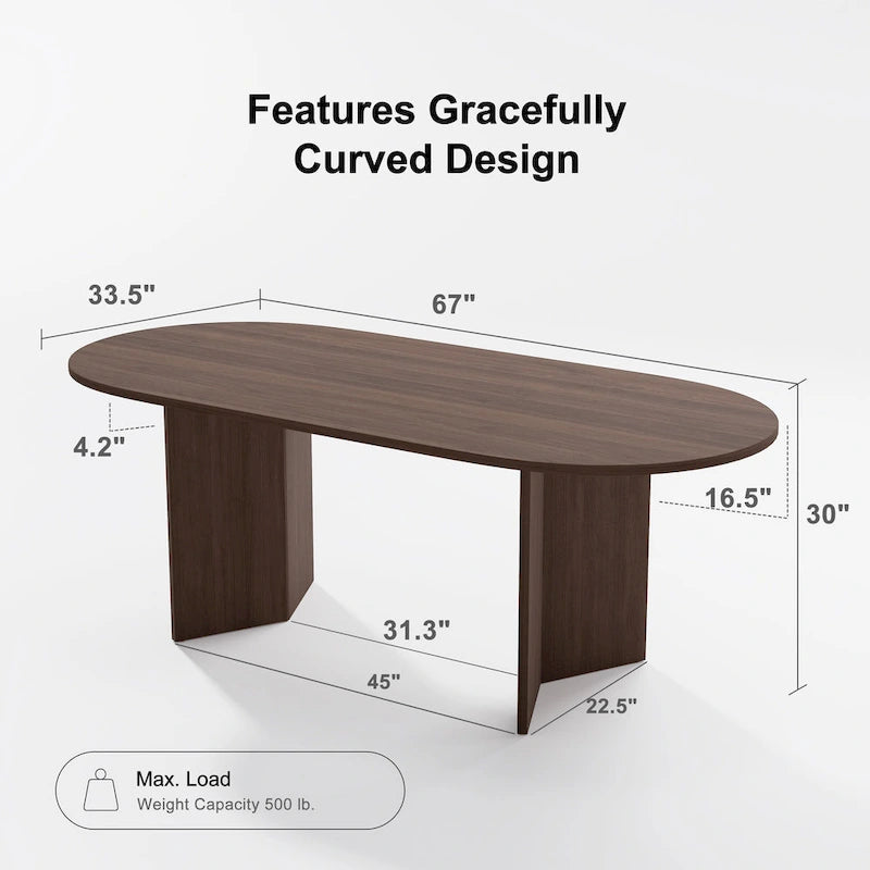 Table à manger ovale en bois massif de style nordique - Idéale pour les réunions de 6 personnes 67 - 67*34*30