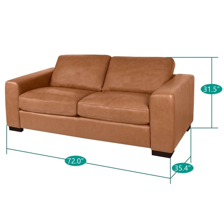 Causeuse de luxe en cuir de vachette avec coussins fermes, design spacieux à 2 places et traversins
