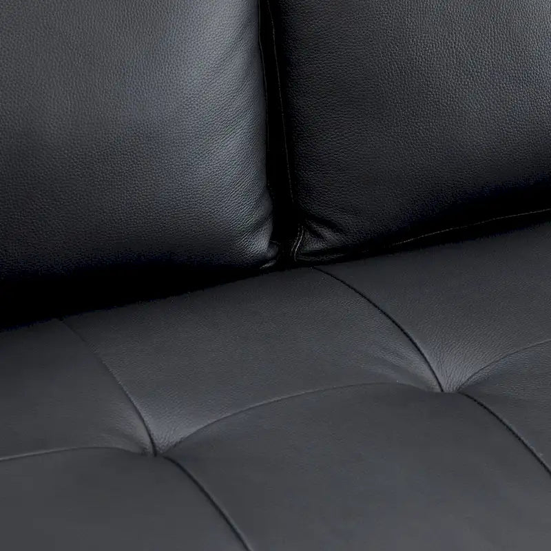 Causeuse de luxe en cuir de vachette avec coussins fermes, design spacieux à 2 places et traversins