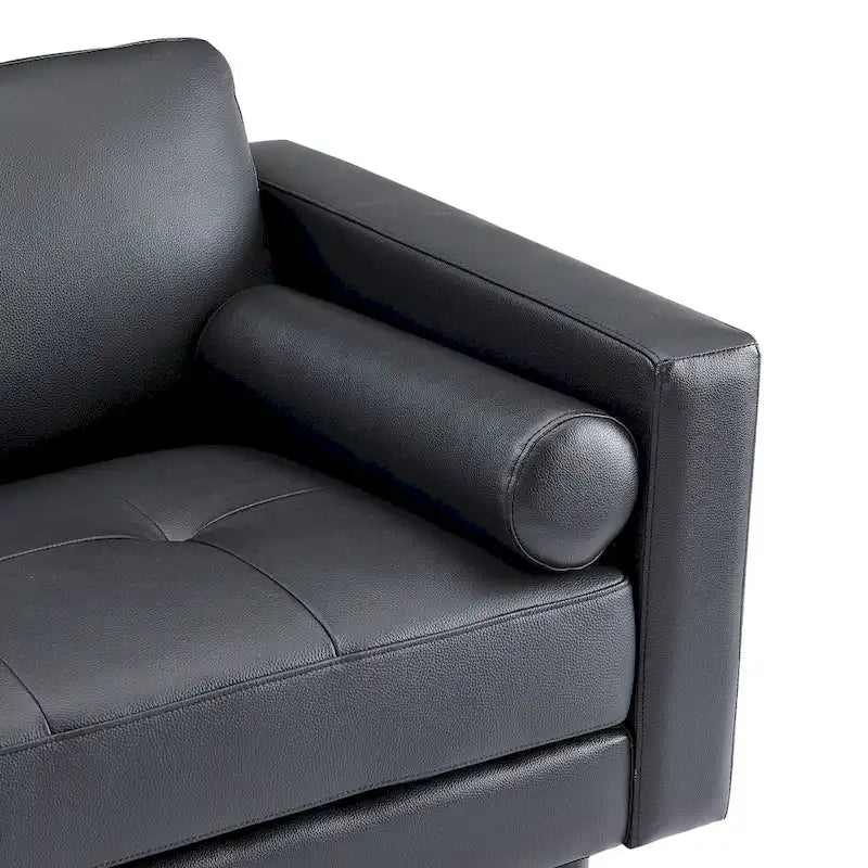 Causeuse de luxe en cuir de vachette avec coussins fermes, design spacieux à 2 places et traversins