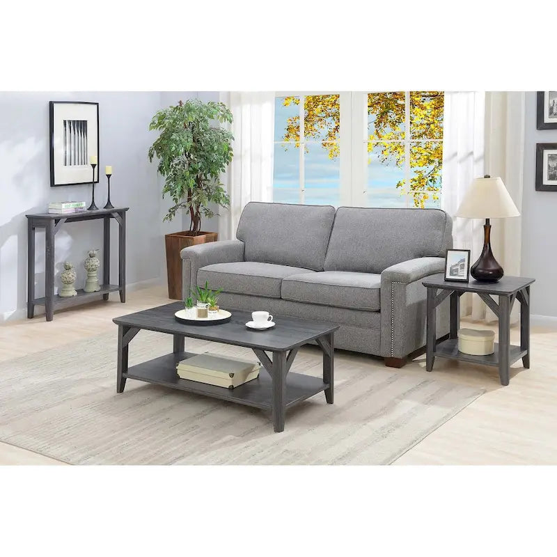 Console avec étagère, design rustique vieilli