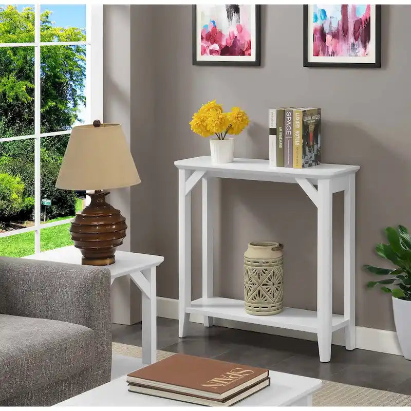 Console avec étagère, design rustique vieilli
