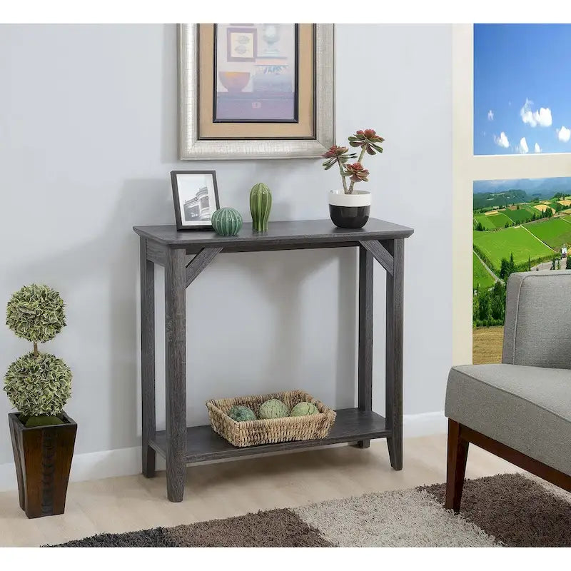 Console avec étagère, design rustique vieilli