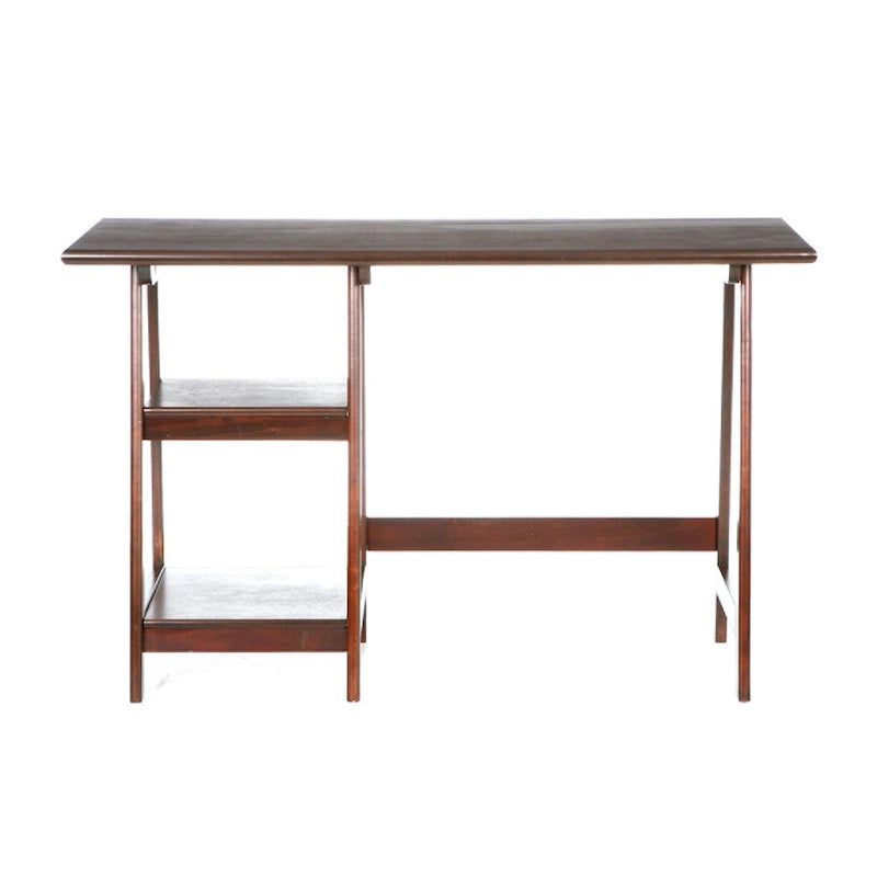 A-Frame Espresso Desk with Side Shelves