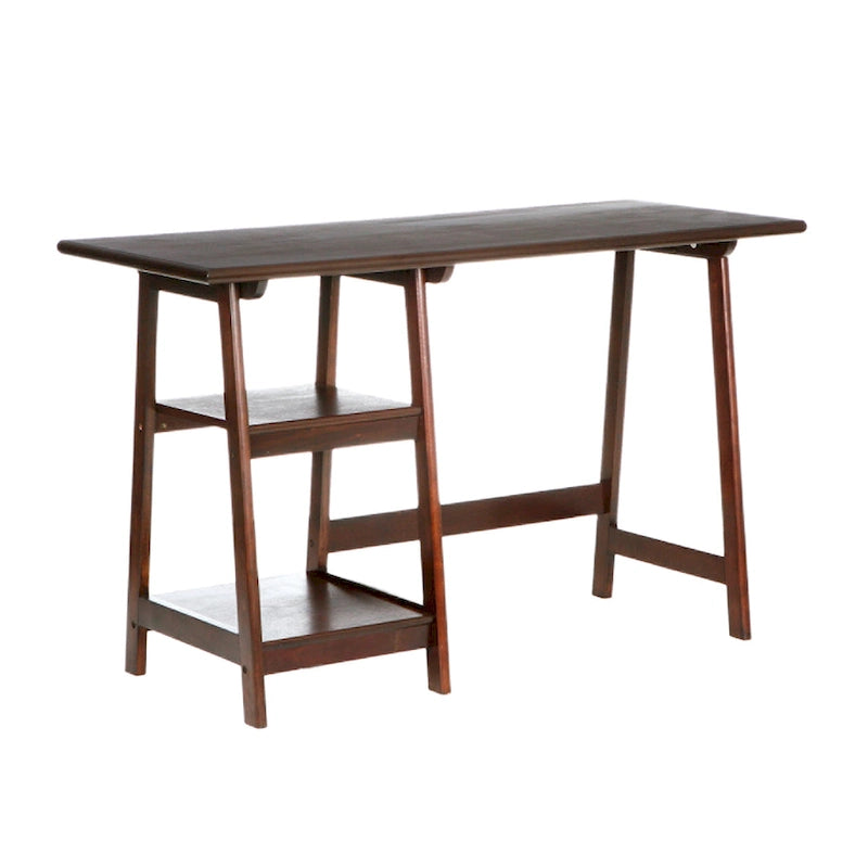 A-Frame Espresso Desk with Side Shelves