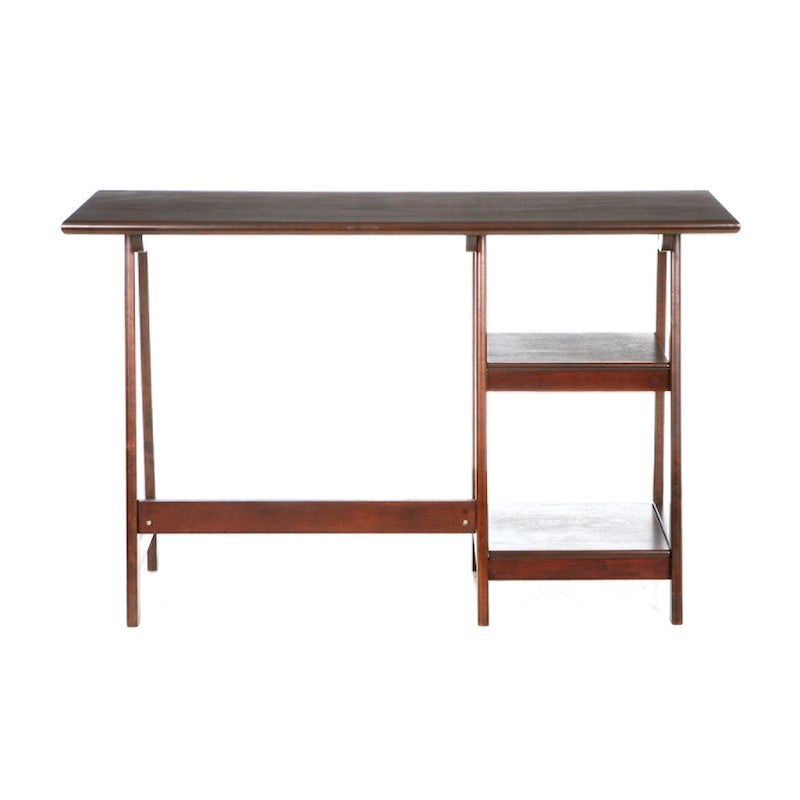 A-Frame Espresso Desk with Side Shelves