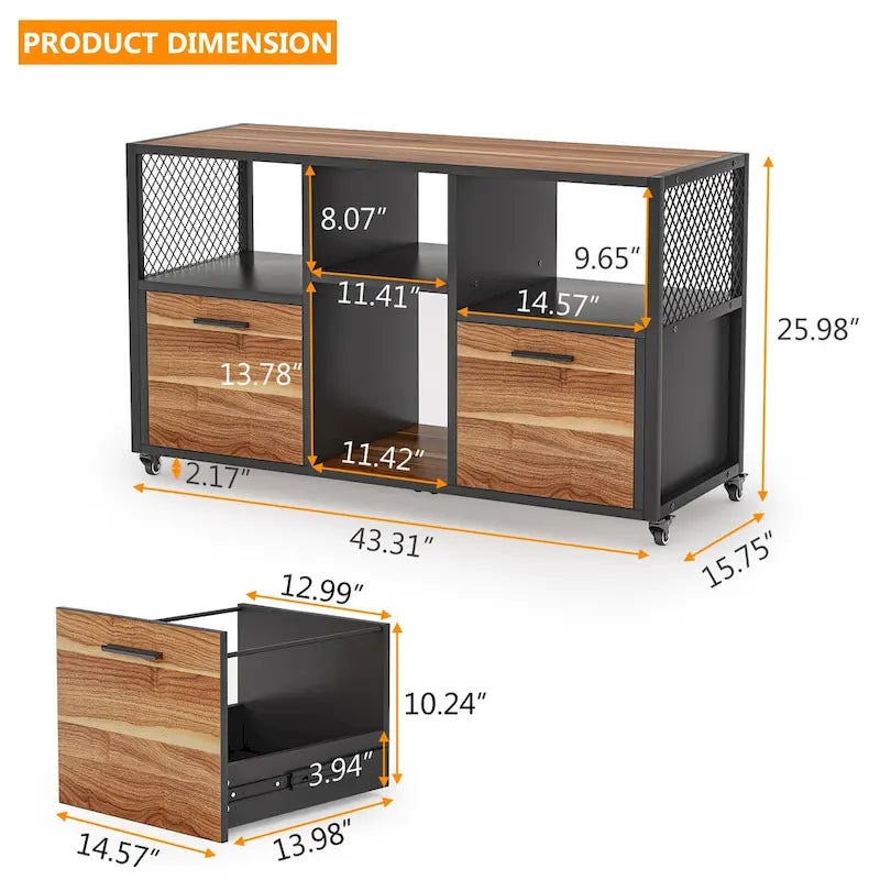 Classeur Mobile Moderne à Tiroirs Latéraux pour Bureau à Domicile