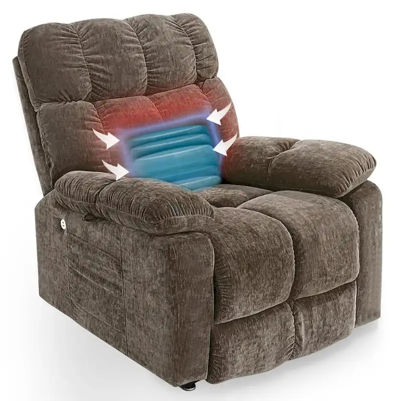 Electric Power Lift Recliner Chair with 2 Motors, Massage and Heat for Elderly