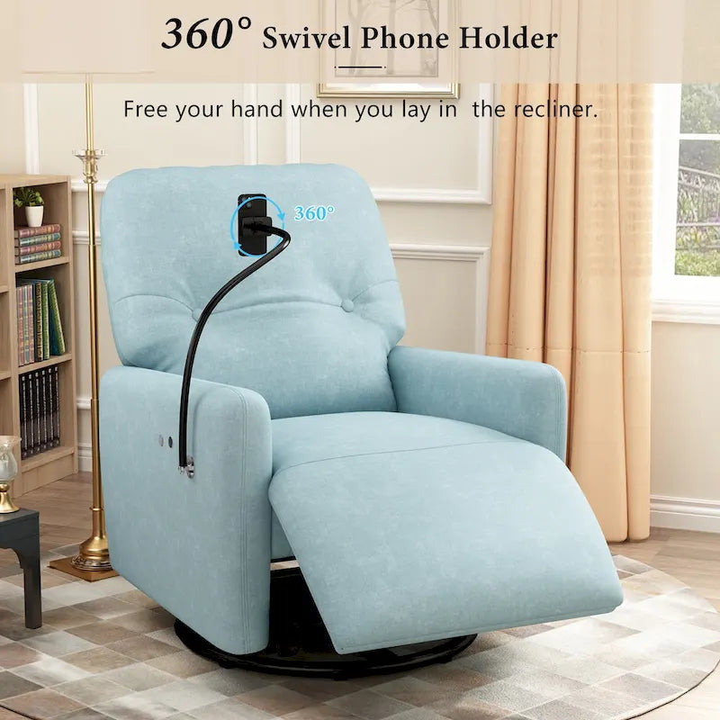 270 Degree Swivel Electric Recliner Home Theater Seating Single Reclining Sofa Rocking Motion Recliner with a Phone Holder for L