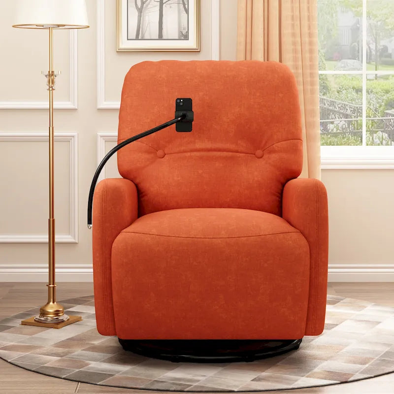 270 Degree Swivel Electric Recliner Home Theater Seating Single Reclining Sofa Rocking Motion Recliner with a Phone Holder for L